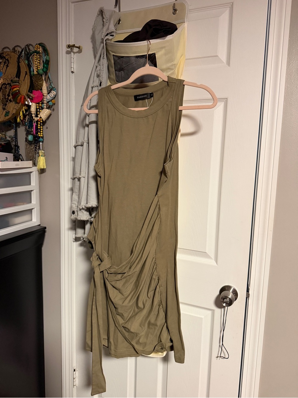 All Saints Olive Knot-Detail Sleeveless Dress